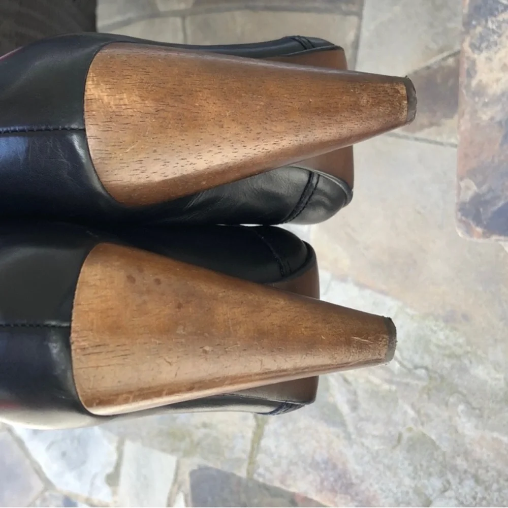 Ash black cone wood heel leather ankle booties size 8 - Picture 7 of 7